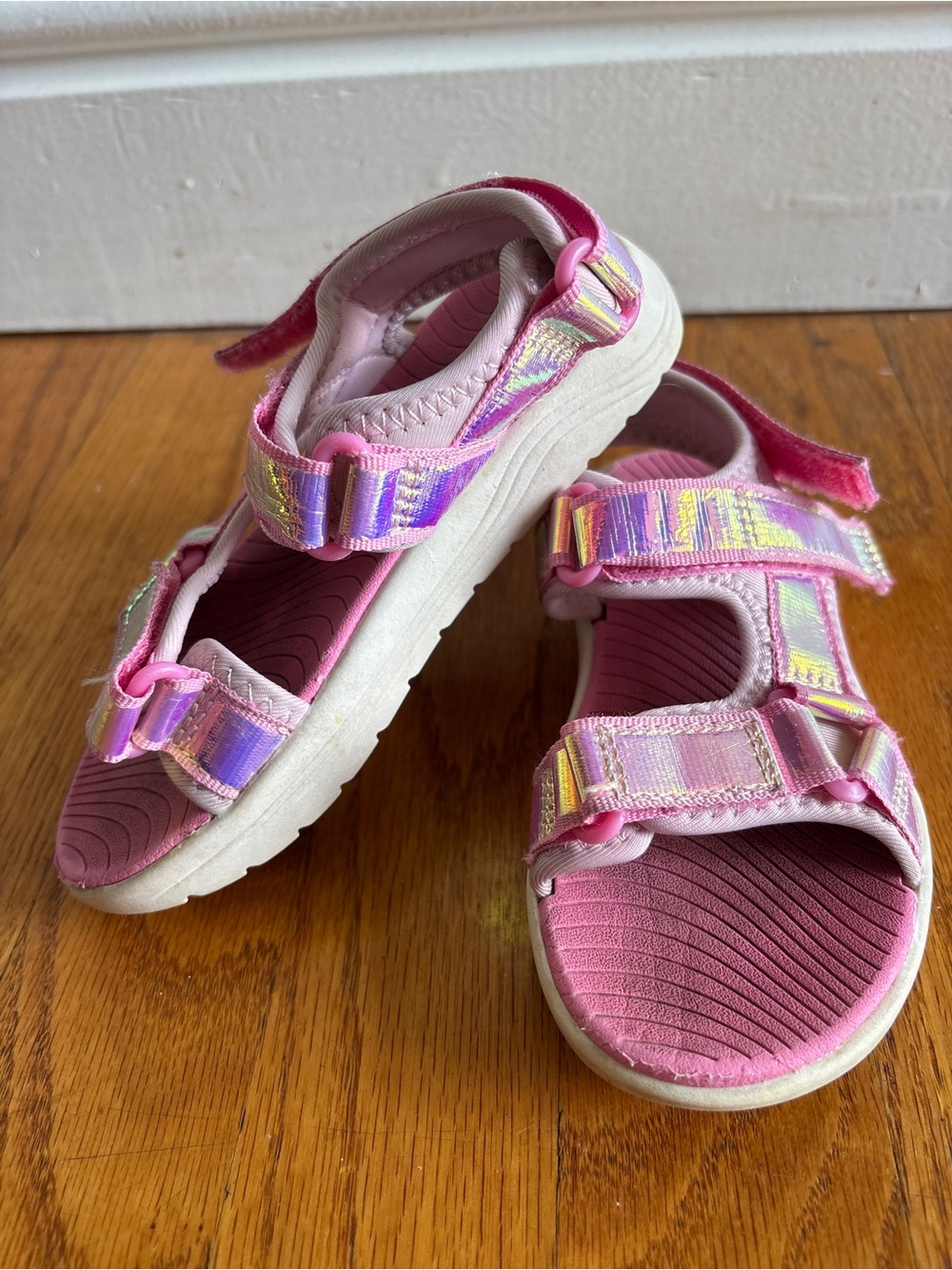 Cat & Jack Pink Iridescent Strap Sandals